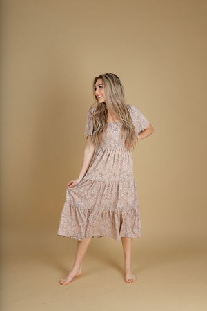See It Again Floral Dress in Mocha (SALE)