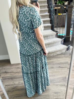 **Market Deal** Floral Maxi Dress in Hunter