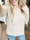 Chai Latte V-Neck Sweater in Oatmeal
