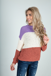 Could Ever Know Color Block Sweater in Lavender and Rust (SALE)