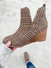 Very G Plaid Wedge Bootie in Brown