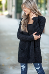 See it in Time Popcorn Cardigan in Black
