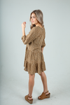 On My Mind Flare Patterned Dress in Gold