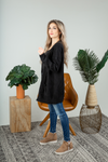 On For Tonight Patterned Knit Cardigan in Black