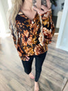 Breathe In Floral Hoodie in Rust