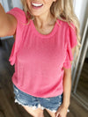 Are You Ready For It Ruffled Cap Sleeve Top in Coral