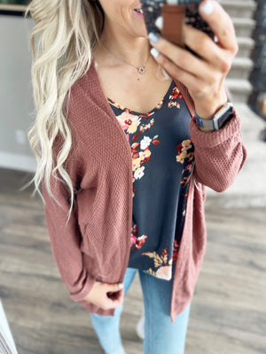 Let's Be Friends Cardigan in Poppy
