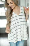 Welcome Home Striped Tank Top in Ivory (SALE)