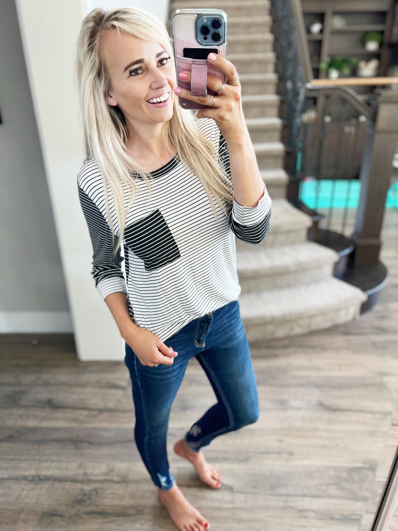 On the Top Striped Top in Ivory