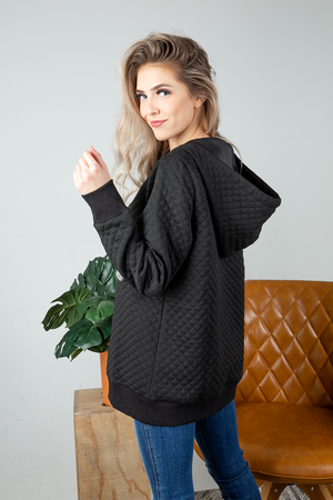Going Away Quilted Hoodie in Black