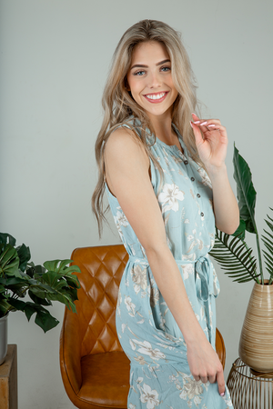 All Done Floral Maxi Dress in Gray Blue