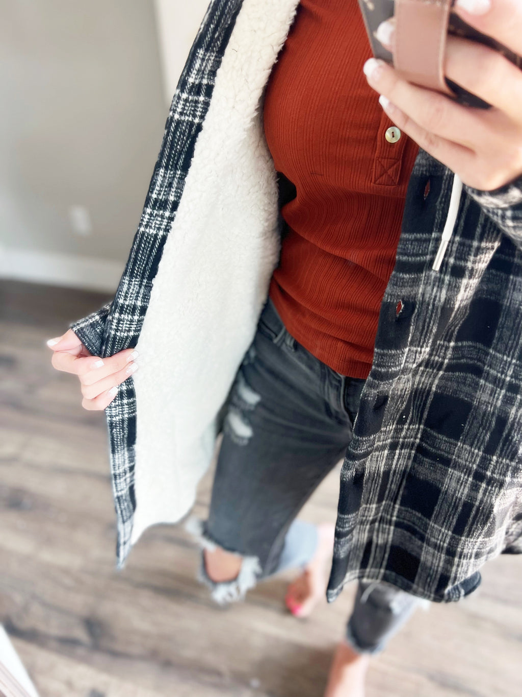 Where Do We Go Sherpa Lined Shacket