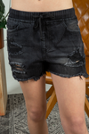 Carry Me Home Distressed Denim Shorts in Black (SALE)