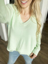 My Turn Knit V-Neck Sweater in Honeydew