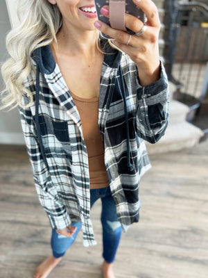Crush On You Mixed Plaid Top in Black