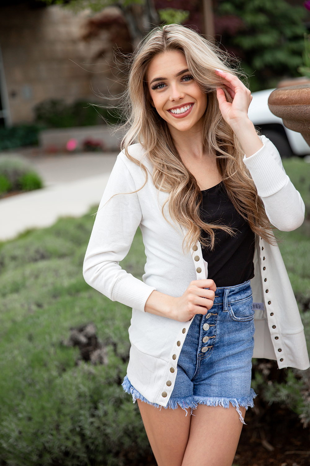 Three quarter sleeve snap 2025 cardigan