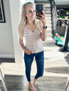 Hold On Striped Tank in Oatmeal and Coral