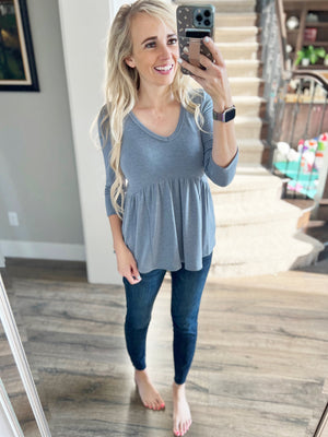 **Deal of the Day** Greet Me Top in Vintage Blue