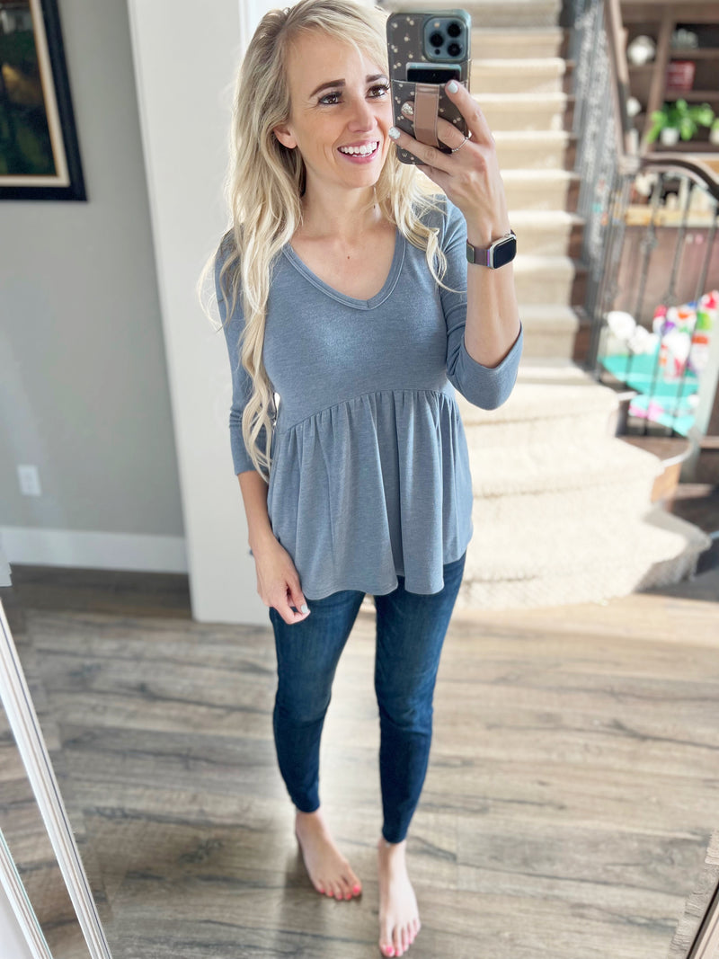 **Deal of the Day** Greet Me Top in Vintage Blue