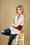 Pulling it Out Color Block Top in Taupe and Burgundy (SALE)
