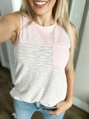 Good for You Striped Tank Top in Blush