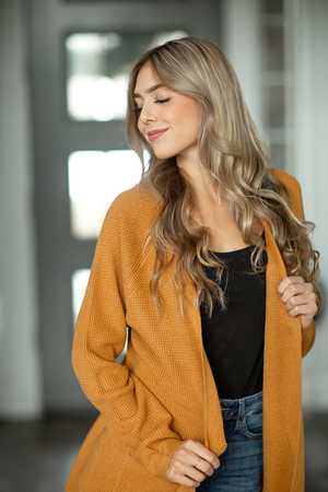 Next Week Knit Cardigan in Bright Caramel