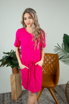 Who You Are Tie Dress in Fuchsia