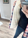 Think About It Plaid Sherpa Lined Top in Pink and Blue