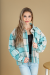 Known Better Plaid Shacket in Dusty Teal