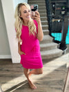 Who You Are Tie Dress in Fuchsia