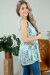 Hands in the Air Floral Tank Top in Mint (SALE)