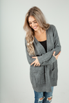 On For Tonight Patterned Knit Cardigan in Grey