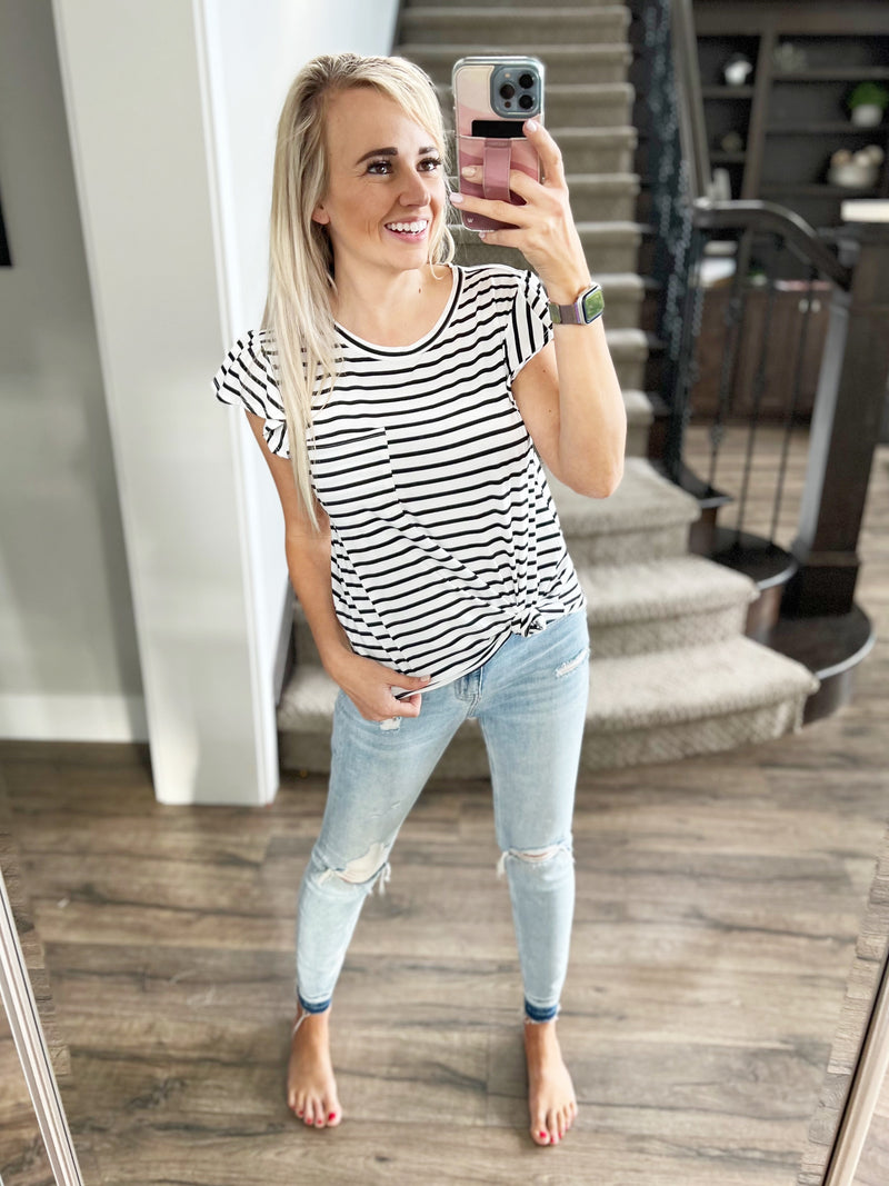 Open Wide Striped Tee (Multiple Colors) (SALE)