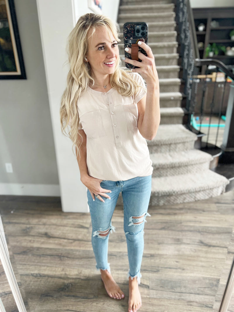 A Simple Plan Short Sleeve Jersey Knit in Cream