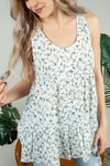 Left Behind Floral Top with Criss Cross Back