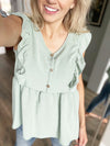 Sugar & Spice Ruffle Tank in Sage