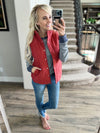 Open My Heart Vest in Dark Mauve Red