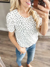 Don't Forget About Me Short Sleeve Polka Dot Top in Ivory