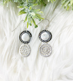 Lucille Earrings in Silver and Pearl