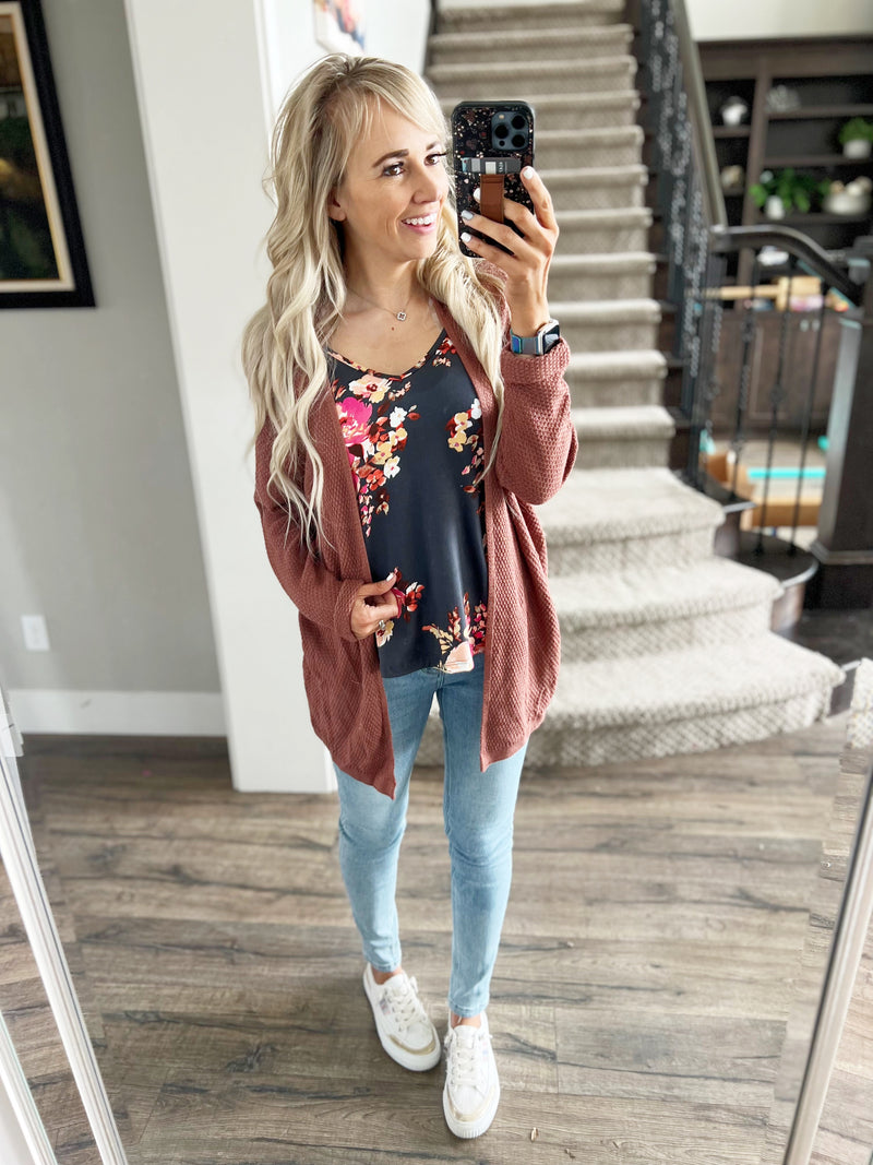 Let's Be Friends Cardigan in Poppy