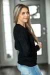 I Knew You V-Neck Sweater Top in Black