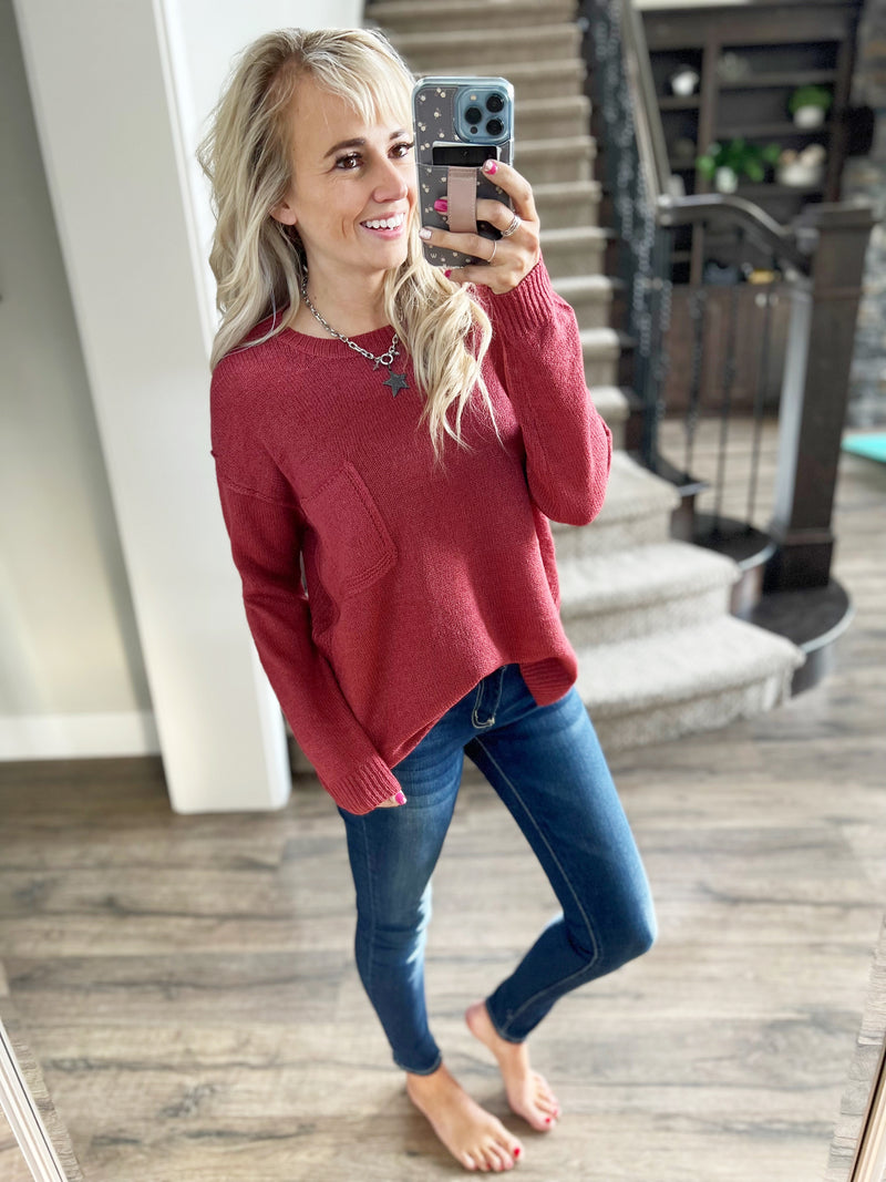 Spaces Between Sweater in Marsala