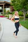 Mono B Do Something Floral Textured Sports Bra in Black and White (SALE)