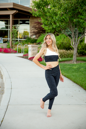 Mono B Do Something Floral Textured Sports Bra in Black and White (SALE)