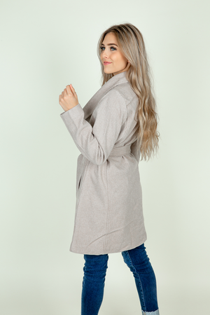 About You Belted Coat in Gray Taupe