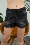 Carry Me Home Distressed Denim Shorts in Black (SALE)
