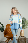Nothing on Me Color Block Sweater Hoodie in Light Blue, Lavender, and Lemon (SALE)