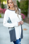 Met My Destiny Long Sleeve Top in Heather Ivory and Camo (SALE)
