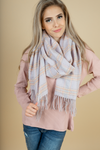 Getting Ready Plaid Scarf with Fringe in Lavender