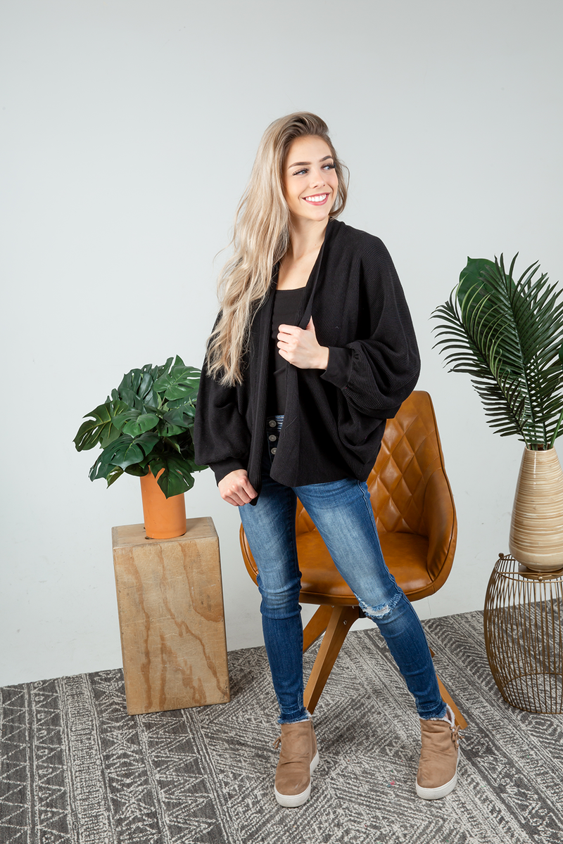 Keep It That Way Knit Cardigan in Black